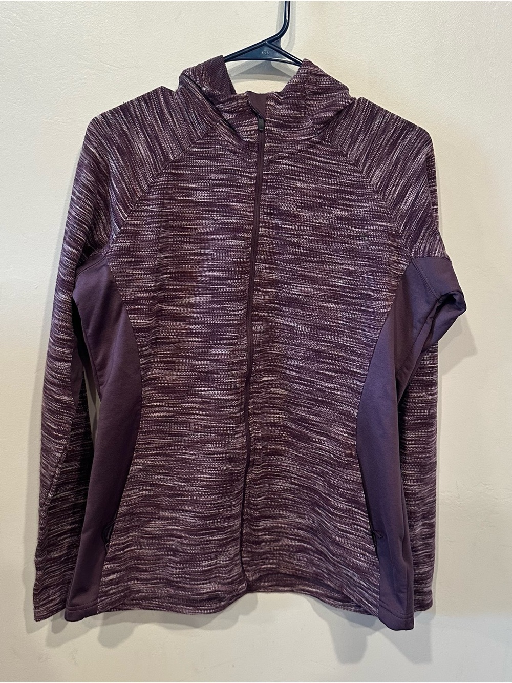 Columbia Men's Full Zip Hooded Hoodie Heathered Purple Logo Knit Size L